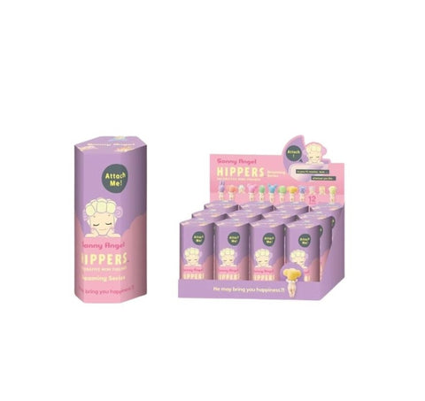 Display of Hippers packaging with a purple and pink design on a white background