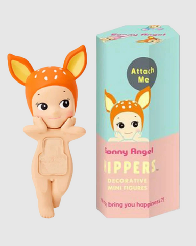 Decorative Sonny Angels Animal Hipper with deer headband and packaging on a light gray background