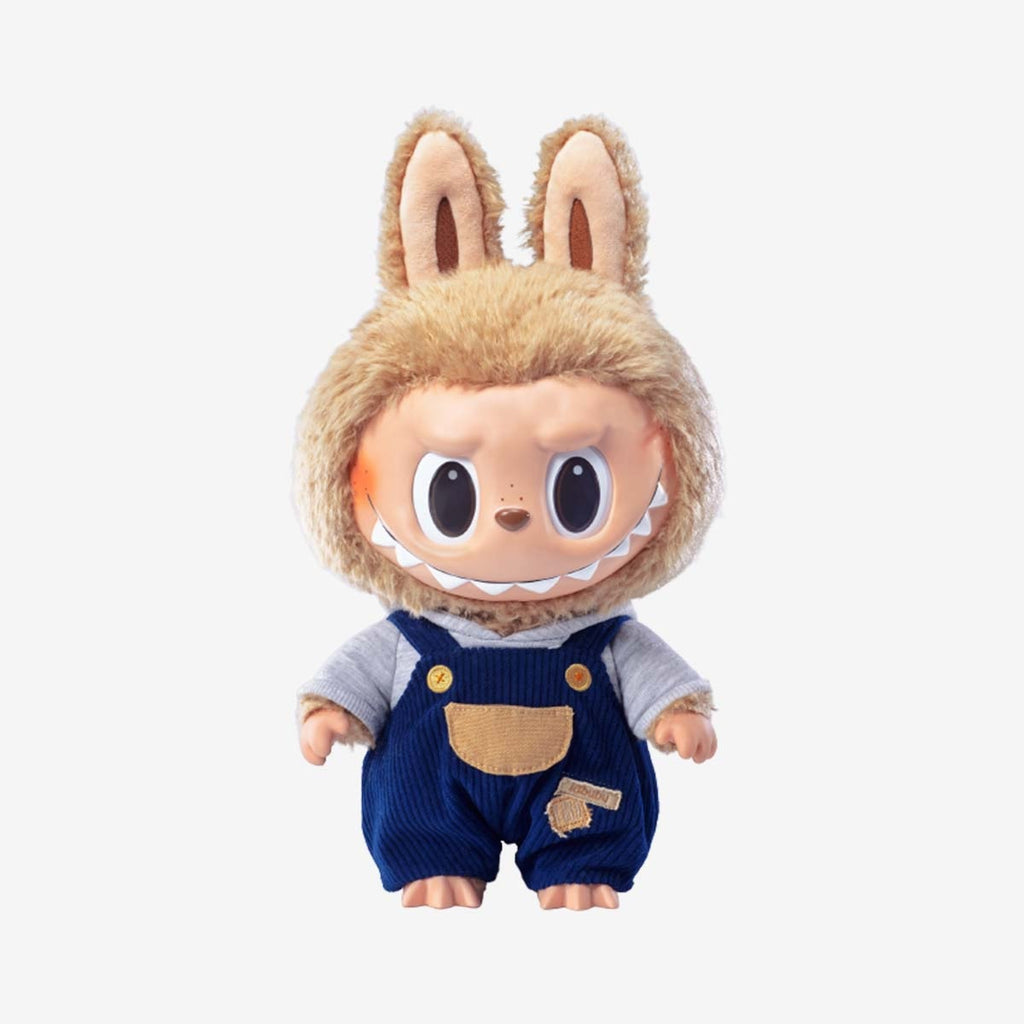 POP MART Time to chill with bunny ears and overalls on a white background