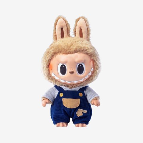 POP MART Time to chill with bunny ears and overalls on a white background
