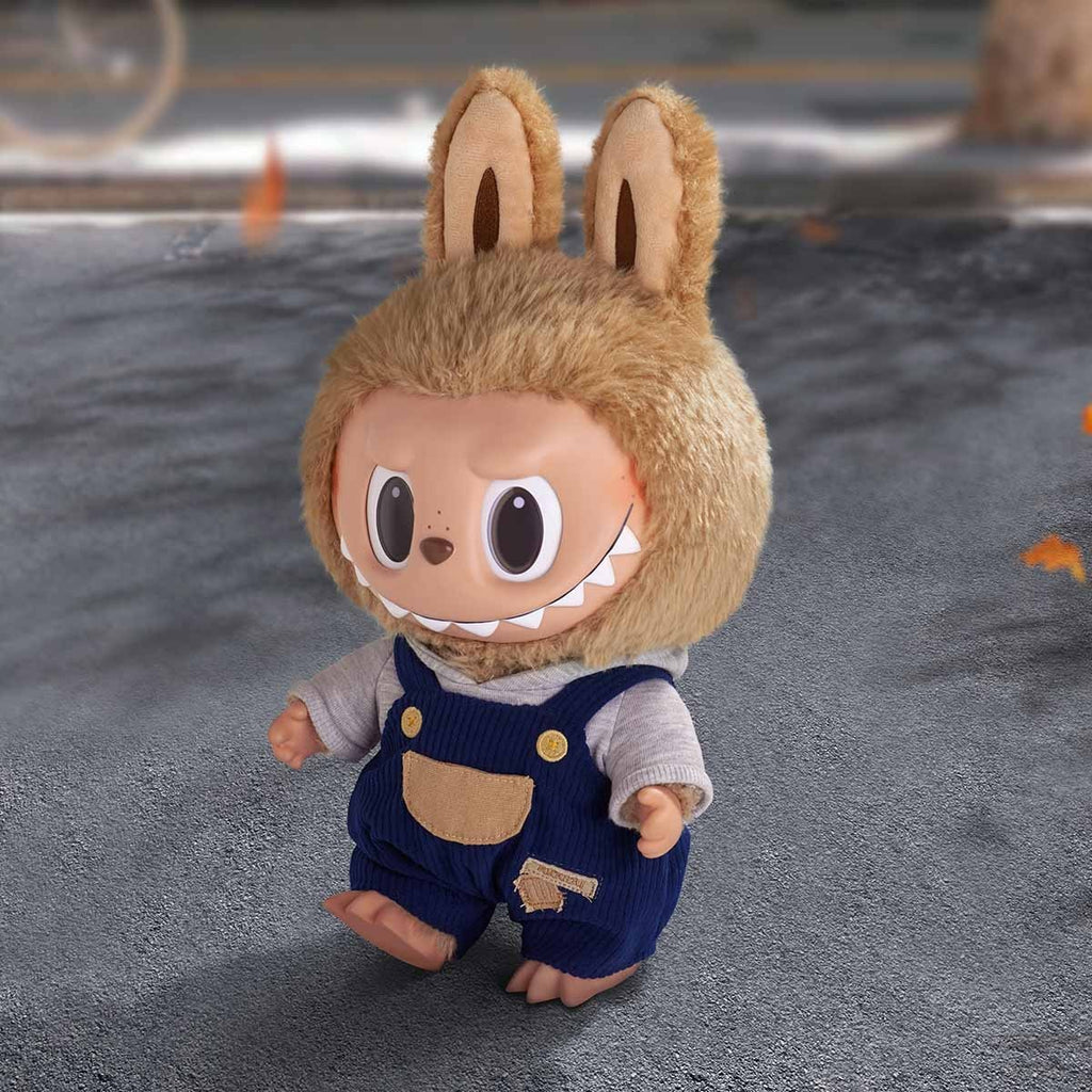 POP MART Time to chill with a squirrel costume on a textured surface