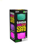 Three mini cat-shaped Teenie Cool Cat NeeDoh squishy stress balls lined up