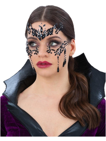 Smiffys Smiffys Make-Up FX Venetian Masquerade Face Jewels - Women 16Y+ Black