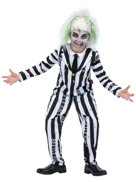 Beetlejuice Boys Costume by Smiffys in Black/White for Boy 10-12Y