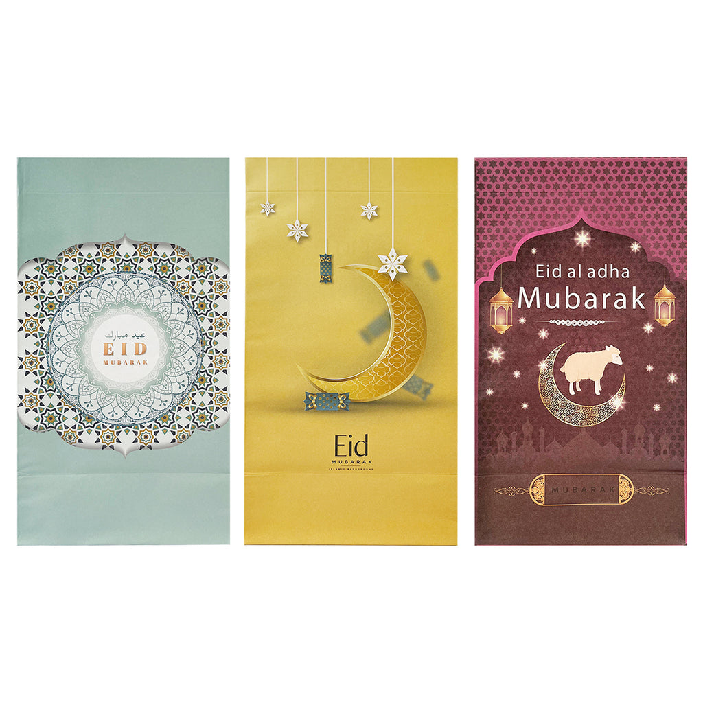 Eid Mubarak Favor Bags Asst. 12x8x22cm 3Pcs/Pk