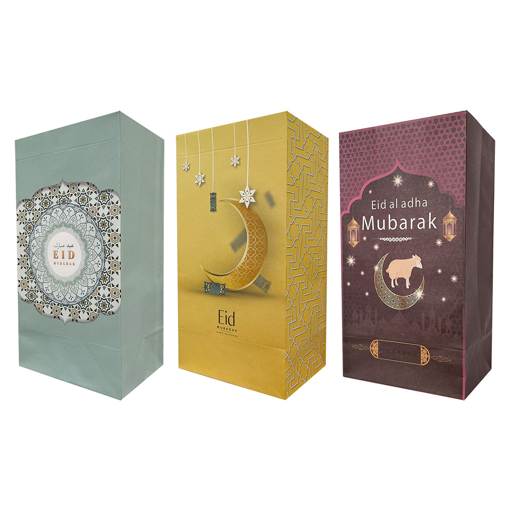 Eid Mubarak Favor Bags Asst. 12x8x22cm 3Pcs/Pk