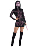 Smiffys Fever Rhinestone Skeleton Costume, Dress with Hood size XS halloween costume UAE