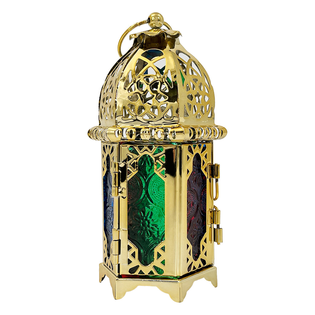 Eid Lantern Candle Holder Gold 8x8x16cm