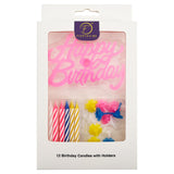 12 Birthday Candles with Holders Assorted