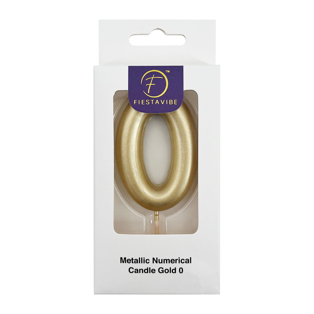 Metallic Numerical Candle Gold #0