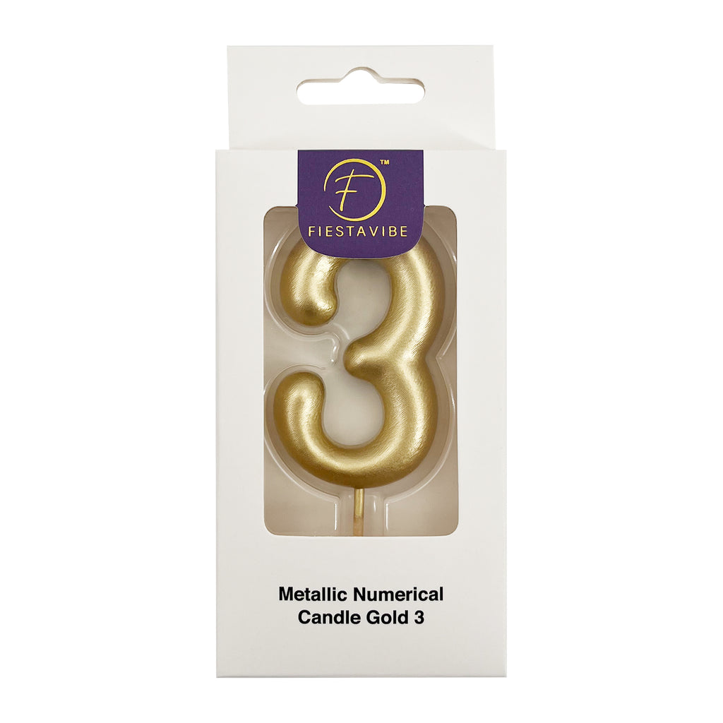 Metallic Numerical Candle Gold #3