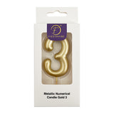 Metallic Numerical Candle Gold #3