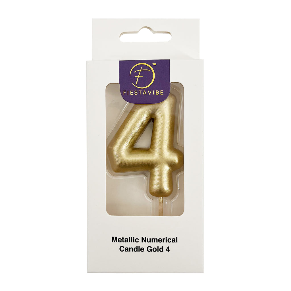 Metallic Numerical Candle Gold #4