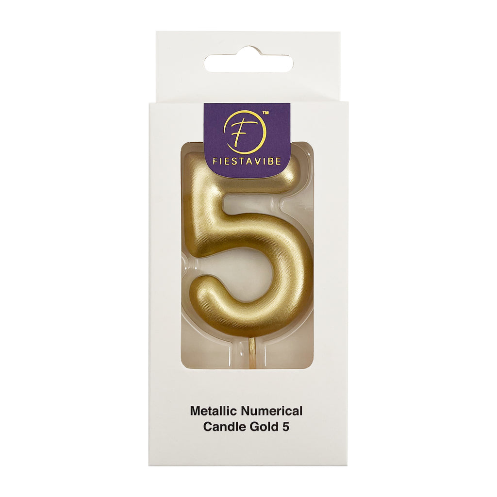 Metallic Numerical Candle Gold #5