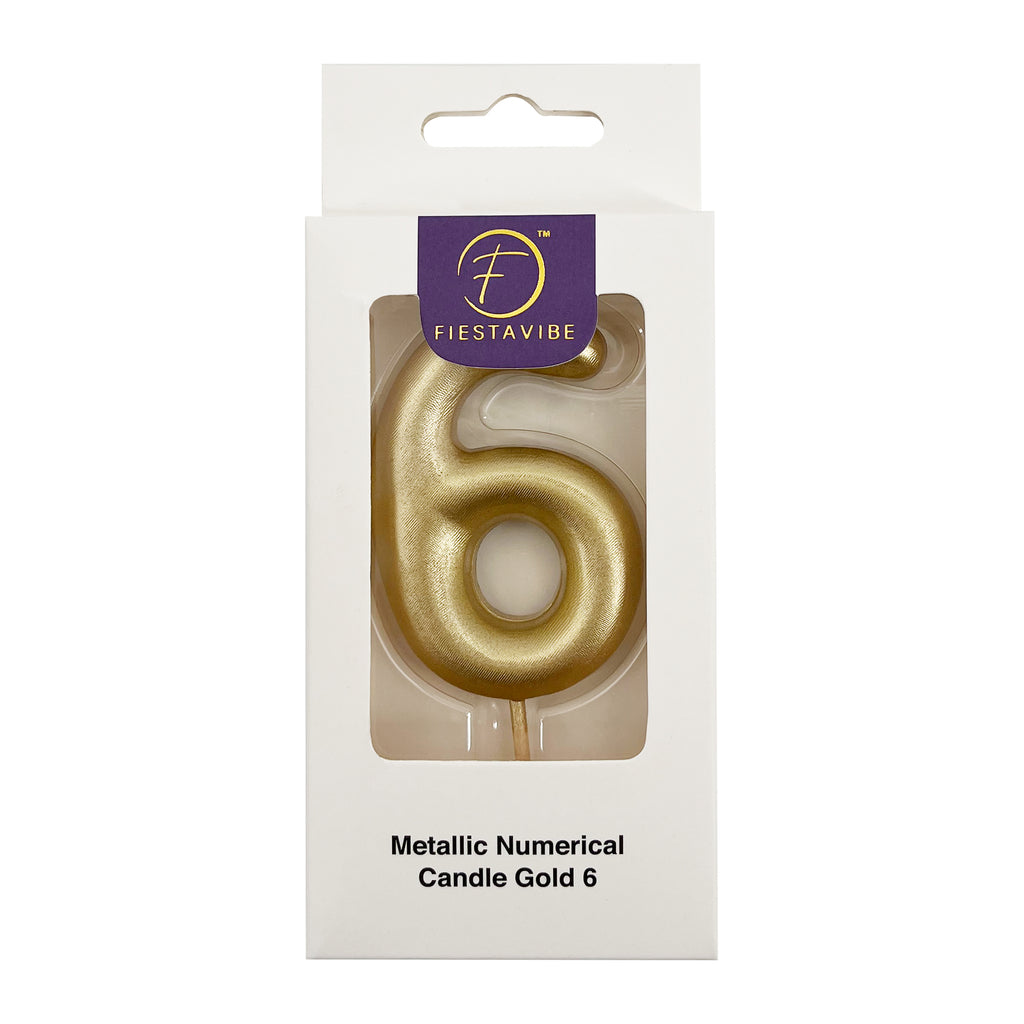 Metallic Numerical Candle Gold #6