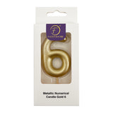 Metallic Numerical Candle Gold #6