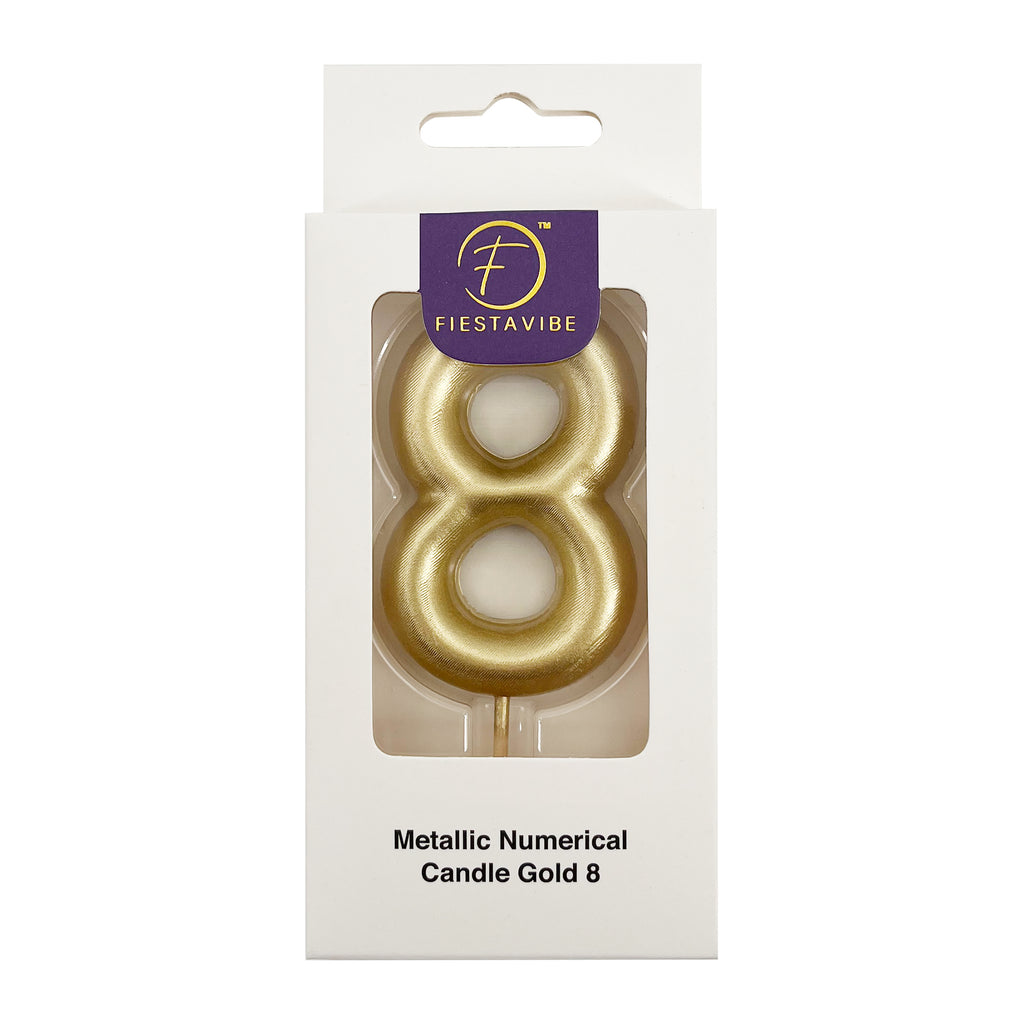 Metallic Numerical Candle Gold #8