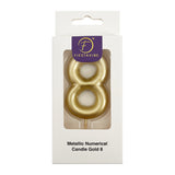 Metallic Numerical Candle Gold #8