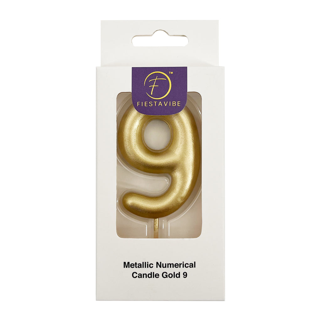 Metallic Numerical Candle Gold #9