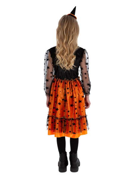 Pumpkin Dress with Headband by Smiffys in Black/Orange for Girl 4-6Y