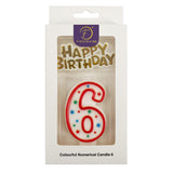 Colourful Numerical Candle #6