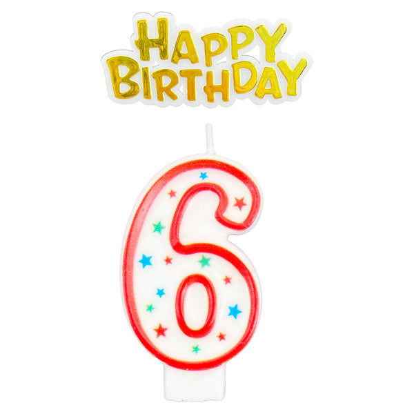 Colourful Numerical Candle #6