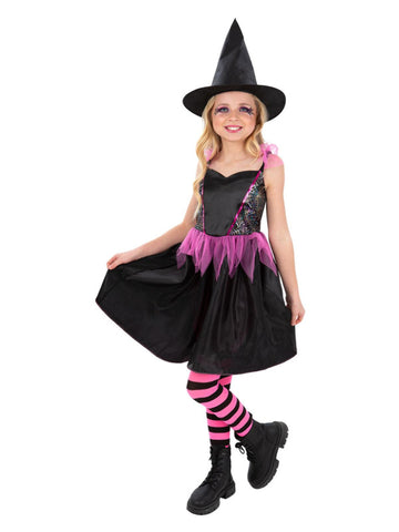 Rainbow Web Witch Costume by Smiffys in Black for Girl 7-9Y