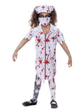 Zombie Nurse Girls Costume by Smiffys in White/Red for Girl 7-9Y