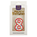 Colourful Numerical Candle #8