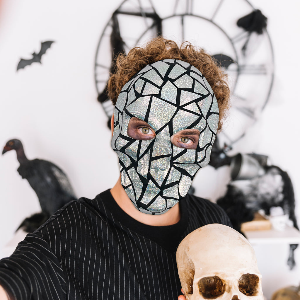 Adult Skull Mask Holographic Silver