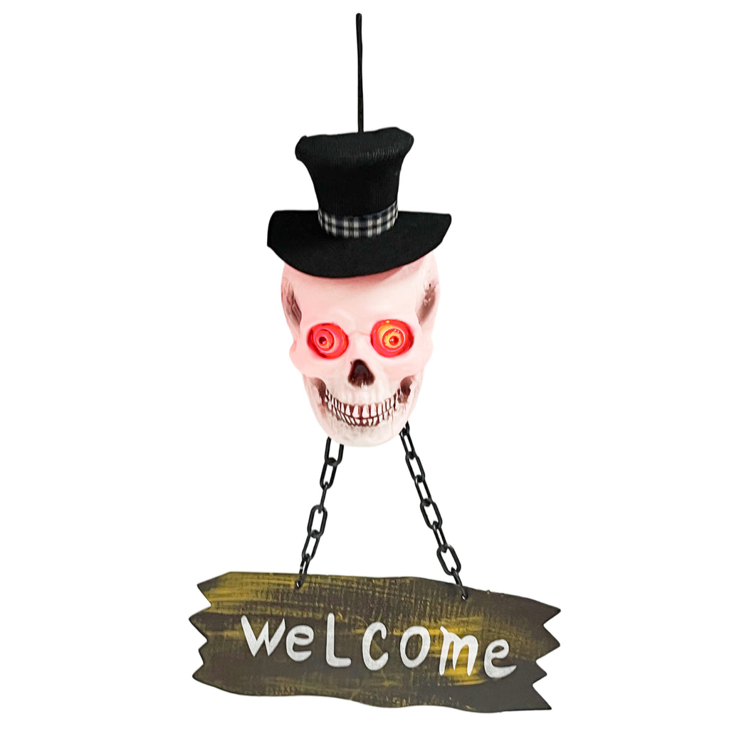 Skull Door Sign with Lights 13x8x42.5cm