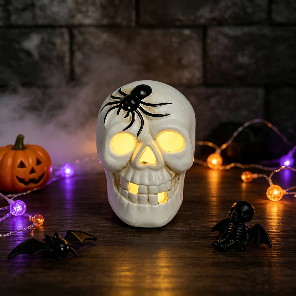 Ceramic Skull with Light 11.3x8.7x10.3cm