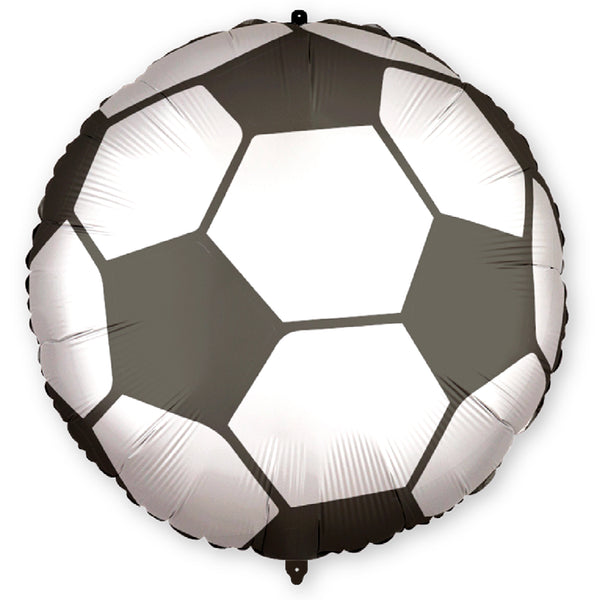 Soccer Fans Round Foil Balloon 46cm | Black/White