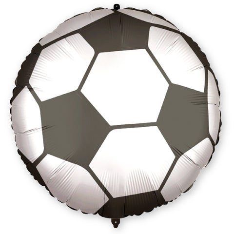 Soccer Fans Round Foil Balloon 46cm | Black/White