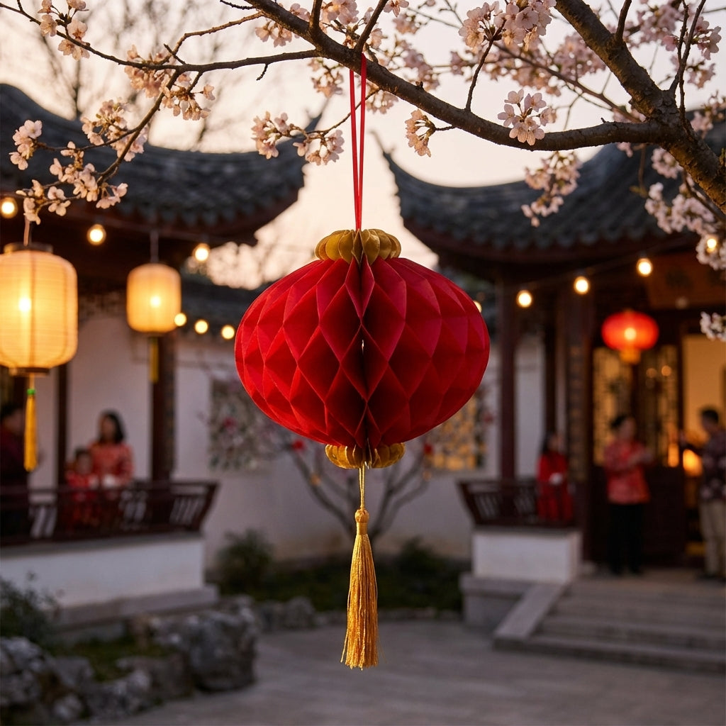 2-Pack Large Red Paper Lanterns 28x46cm – Traditional Chinese New Year Hanging Decor for Home & Events
