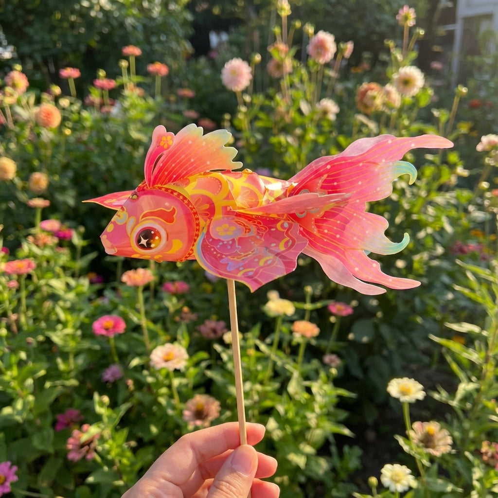 DIY Koi Fish Lantern 49x24cm – Chinese New Year Craft Kit for Kids & Adults, Red & Gold Decor