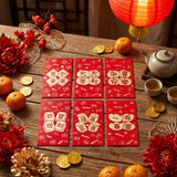 6-Pack Assorted Red Envelopes 17x9cm – Traditional Chinese New Year Hong Bao for Gifting & Luck
