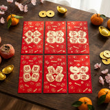 6-Pack Assorted Red Envelopes 17x9cm – Traditional Chinese New Year Hong Bao for Gifting & Luck