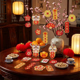 18-Piece Potted Plant Hanging Ornaments – Mini Red & Gold CNY Decor for Tree & Window