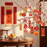 18-Piece Potted Plant Hanging Ornaments – Mini Red & Gold CNY Decor for Tree & Window