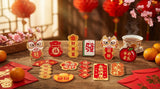 18-Piece Potted Plant Hanging Ornaments – Mini Red & Gold CNY Decor for Tree & Window