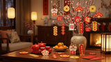 18-Piece Potted Plant Hanging Ornaments – Mini Red & Gold CNY Decor for Tree & Window