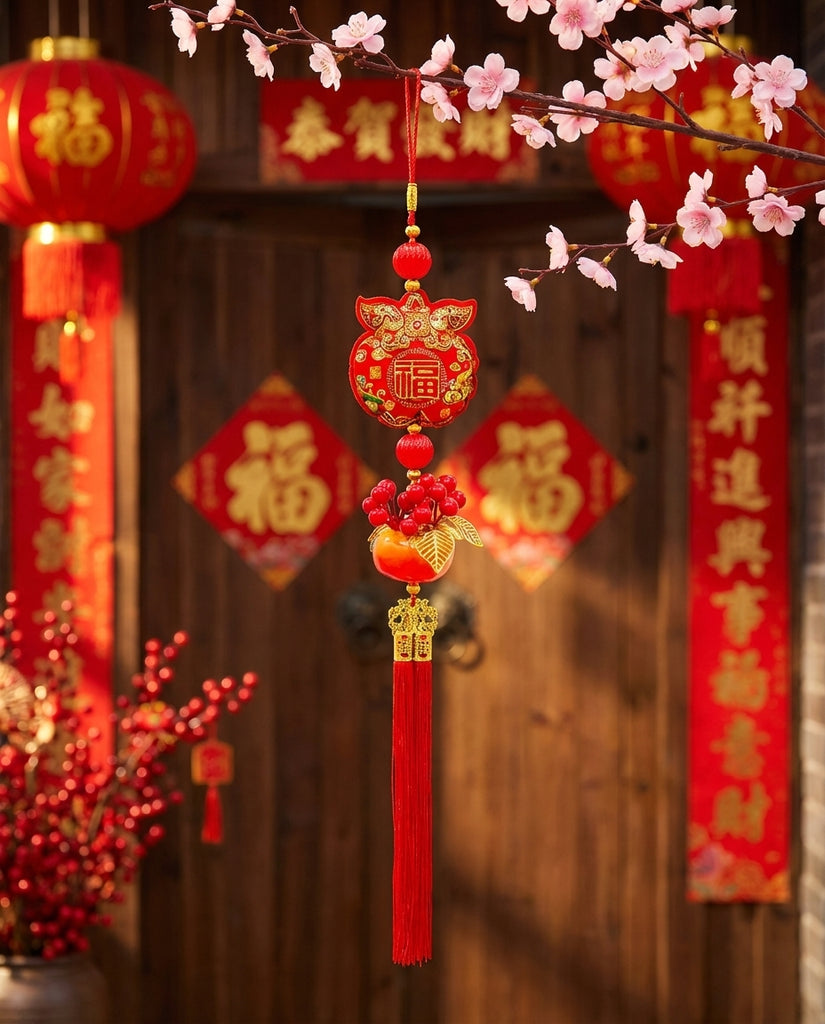 115cm Extra Long Hanging Decoration 14x115cm – Red & Gold CNY Banner for Grand Festive Displays