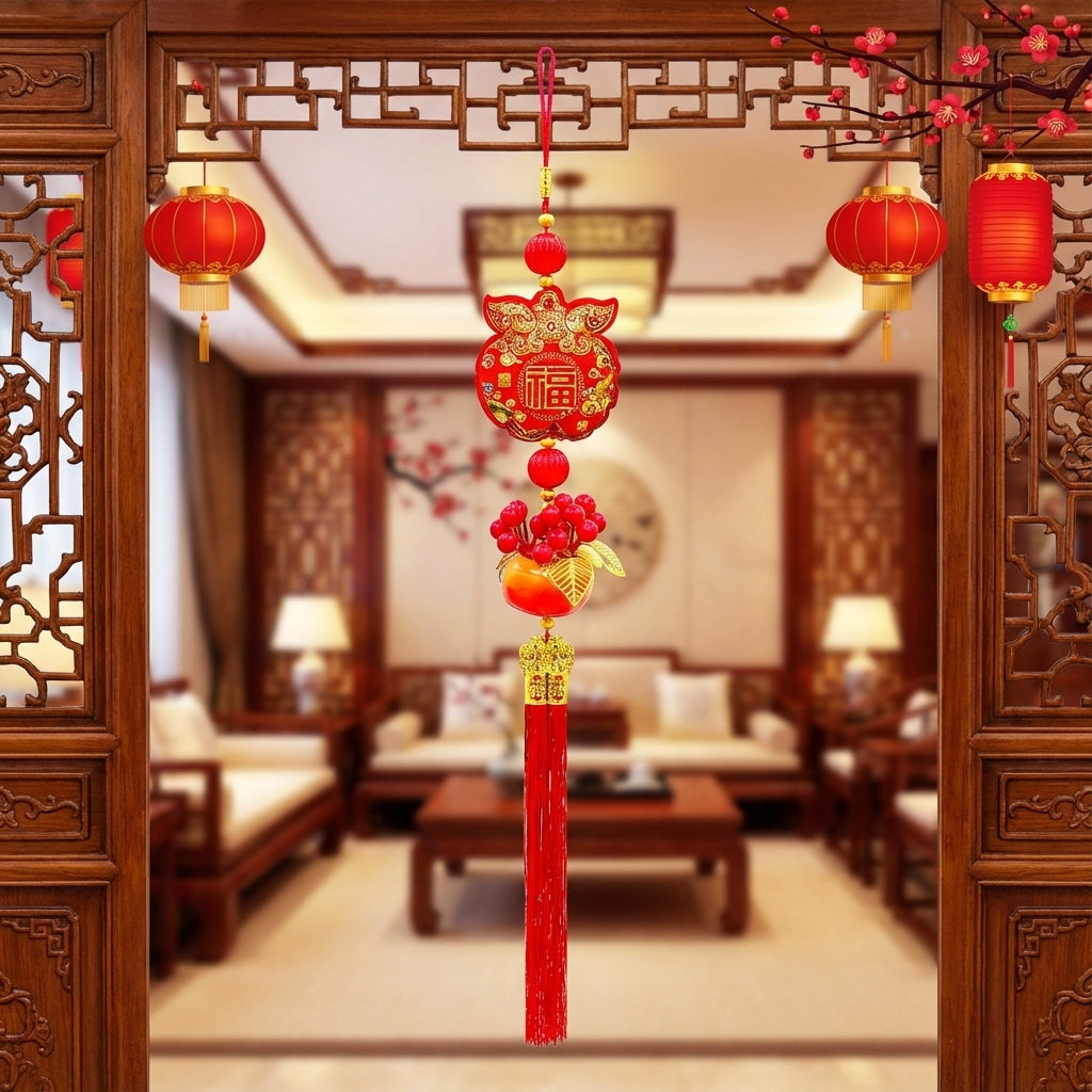 115cm Extra Long Hanging Decoration 14x115cm – Red & Gold CNY Banner for Grand Festive Displays