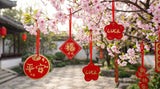 54-Piece Assorted Potted Plant Hanging Ornaments – Mini CNY Decor for Tree, Window & Home