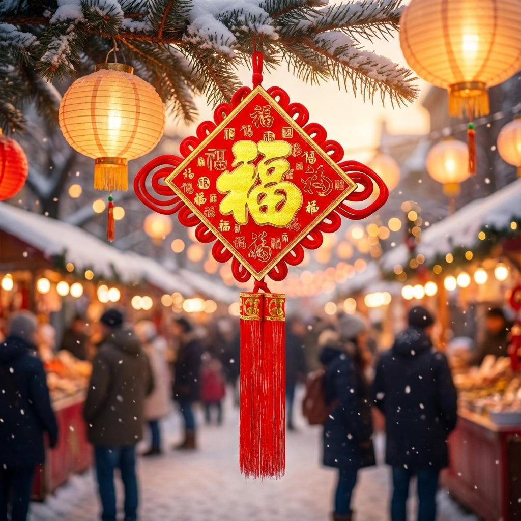 Chinese Knot Decoration 54x100cm – Traditional Red & Gold Lucky Wall Hanging for CNY & Weddings