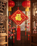 Chinese Knot Decoration 54x100cm – Traditional Red & Gold Lucky Wall Hanging for CNY & Weddings