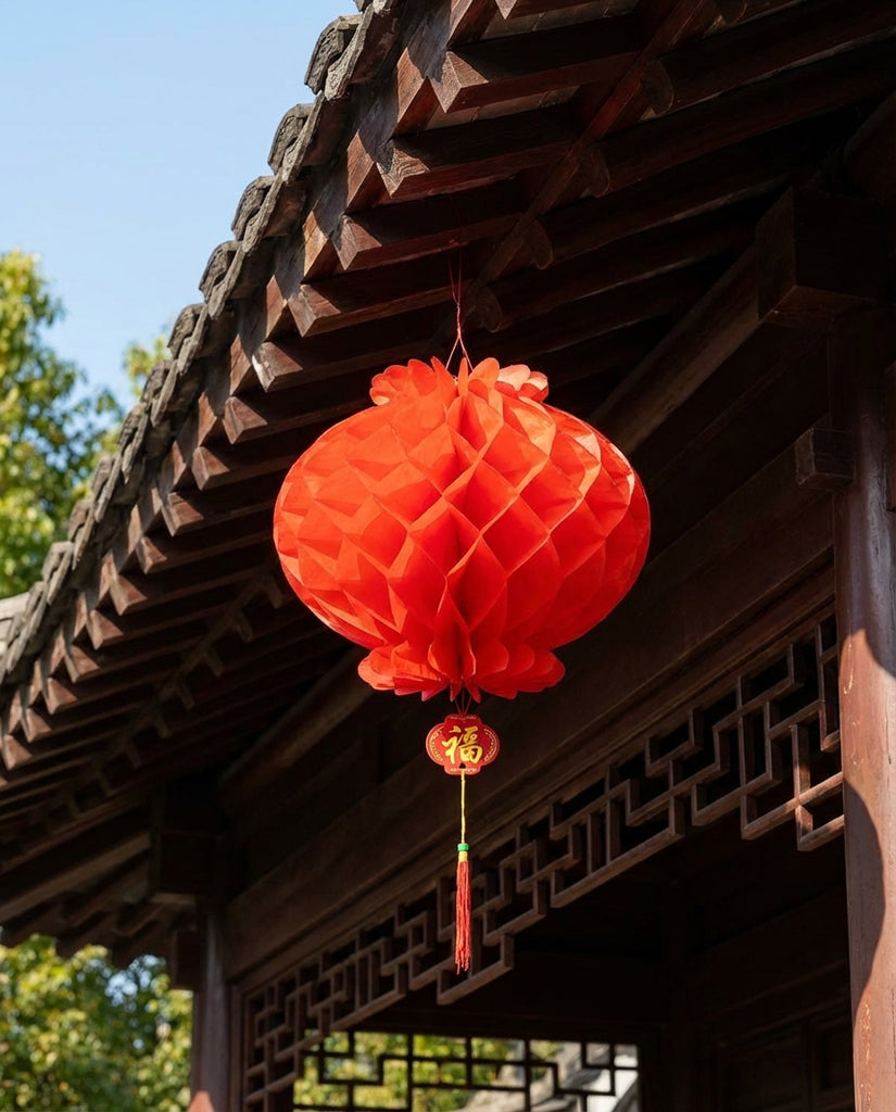 2-Pack Plastic Lanterns 35x30cm – Durable Red Chinese New Year Hanging Lights for Indoor/Outdoor