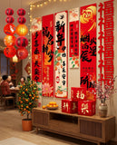 15-Piece 'Happy New Year' CNY Decor Set – Red & Gold Banners, Ornaments & Accents for Festive Home