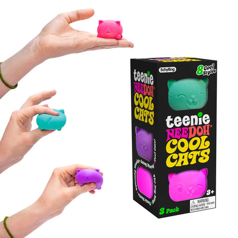 Teenie Cool Cat NeeDoh - Pack of 3 Mini Squishies